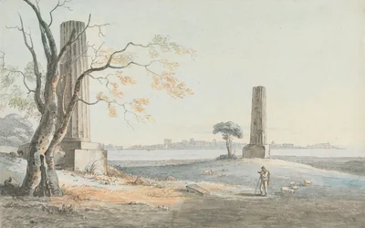 Remains of the Temple of Olympian Jove with a View of Ortygia, Syracuse